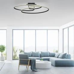 LED Deckenleuchte schwarz Leuchtringe Esszimmer Wohnraumleuchte