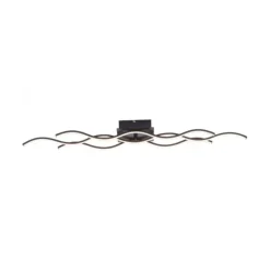 LED-Deckenleuchte, schwarz, 3 Leuchtarme, Wellenform, warmweiße Lichtfarbe