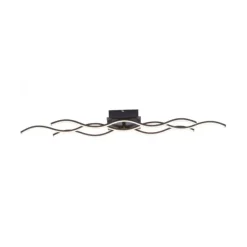 LED-Deckenleuchte, schwarz, 3 Leuchtarme, Wellenform, warmweiße Lichtfarbe