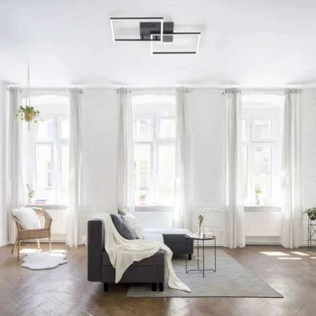 LED Deckenleuchte, schwarz, Lichtfarbensteuerung, Fernbedienung, dimmbar