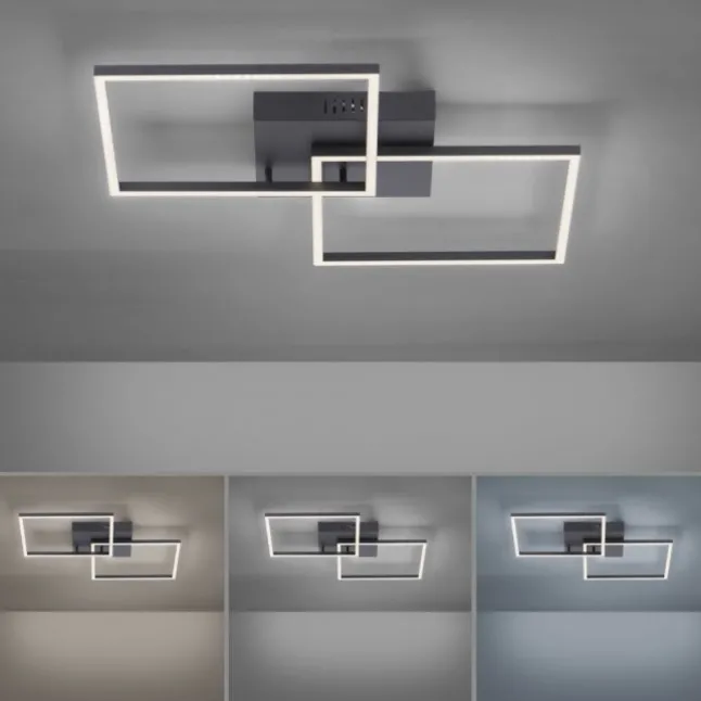 LED Deckenleuchte, schwarz, Lichtfarbensteuerung, Fernbedienung, dimmbar