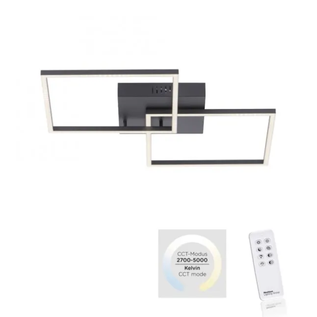 LED Deckenleuchte, schwarz, Lichtfarbensteuerung, Fernbedienung, dimmbar