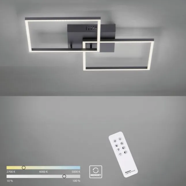 LED Deckenleuchte, schwarz, Lichtfarbensteuerung, Fernbedienung, dimmbar