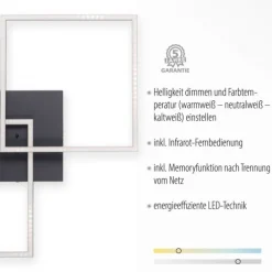 LED Deckenleuchte, schwarz, Lichtfarbensteuerung, Fernbedienung, dimmbar