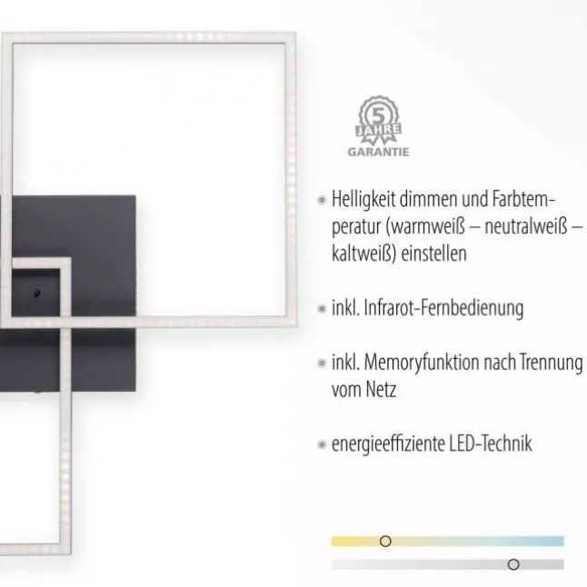 LED Deckenleuchte, schwarz, Lichtfarbensteuerung, Fernbedienung, dimmbar