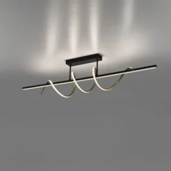 LED Deckenleuchte schwarz messing dimmbar in 3 Stufen geschwungen