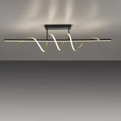 LED Deckenleuchte schwarz messing dimmbar in 3 Stufen geschwungen