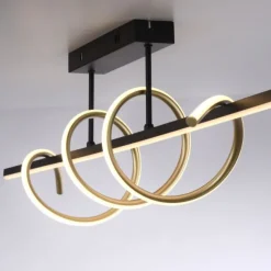 LED Deckenleuchte schwarz messing dimmbar in 3 Stufen geschwungen
