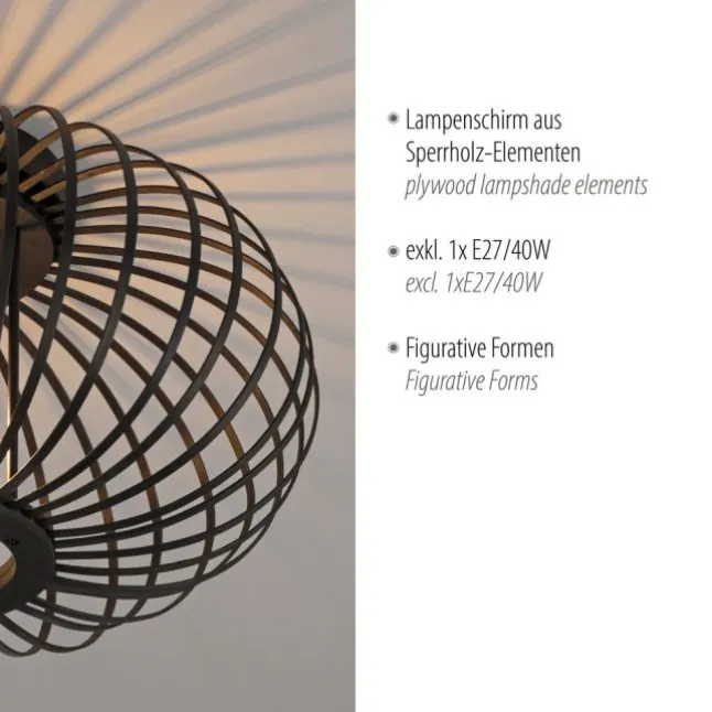 LED Deckenleuchte schwarz mit Bambusstäben modern Innenraumlampe