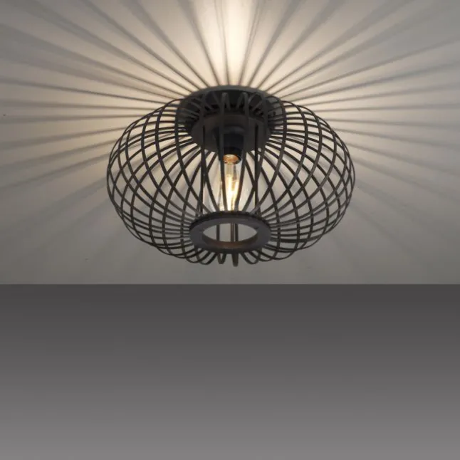 LED Deckenleuchte schwarz mit Bambusstäben modern Innenraumlampe