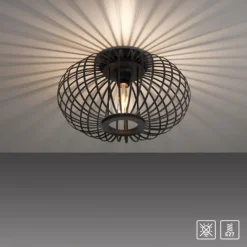 LED Deckenleuchte schwarz mit Bambusstäben modern Innenraumlampe