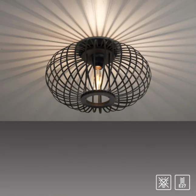LED Deckenleuchte schwarz mit Bambusstäben modern Innenraumlampe