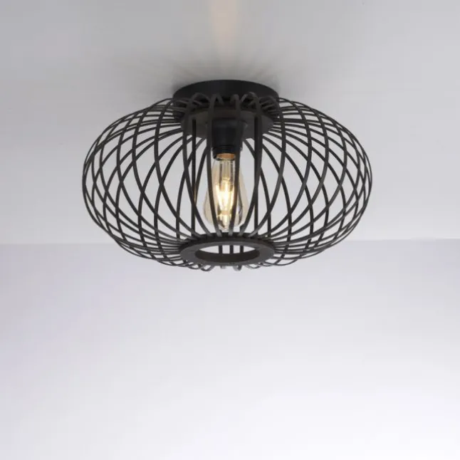 LED Deckenleuchte schwarz mit Bambusstäben modern Innenraumlampe