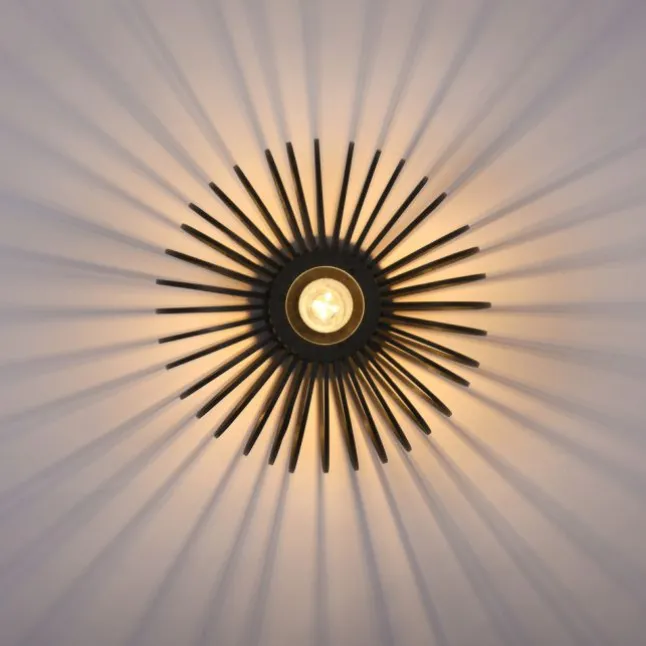 LED Deckenleuchte schwarz mit Bambusstäben modern Innenraumlampe