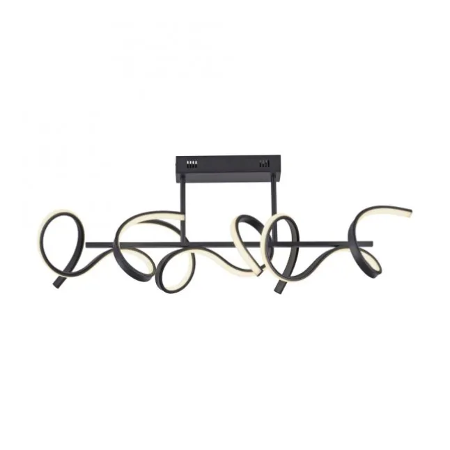 LED Deckenleuchte, schwarz, modern, geschwungenes Design, Dimmfunktion