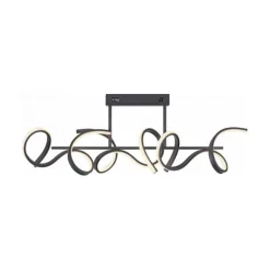 LED Deckenleuchte, schwarz, modern, geschwungenes Design, Dimmfunktion
