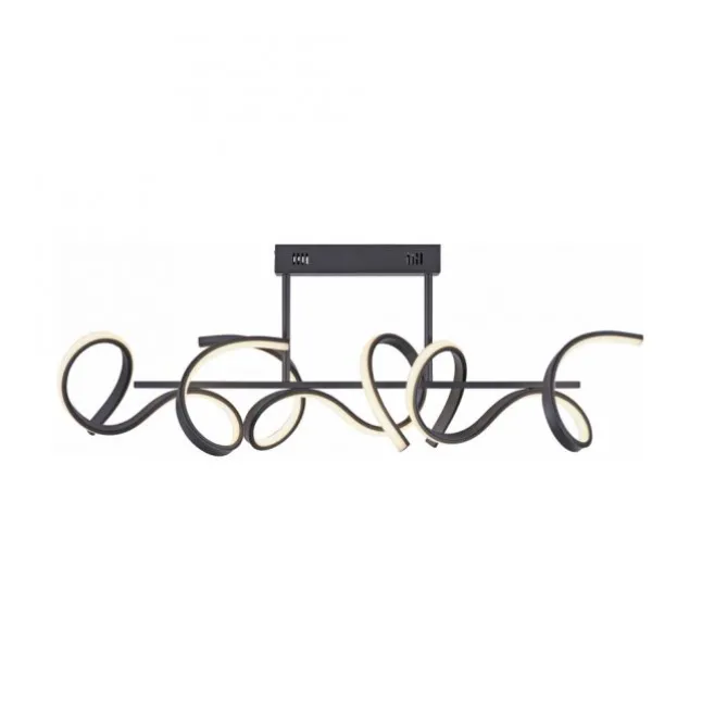 LED Deckenleuchte, schwarz, modern, geschwungenes Design, Dimmfunktion