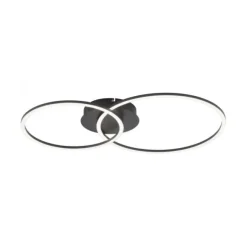 LED Deckenleuchte, schwarz, modern, zwei Leuchtringe, dimmbar, schwenkbar