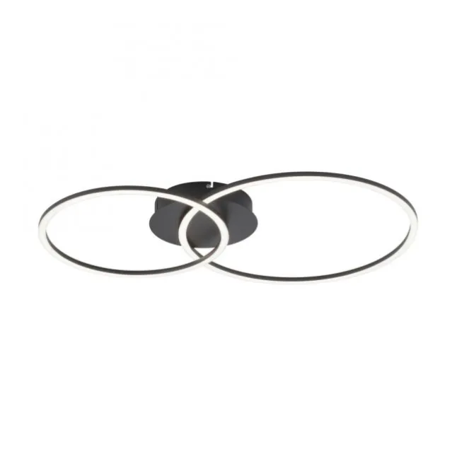LED Deckenleuchte, schwarz, modern, zwei Leuchtringe, dimmbar, schwenkbar