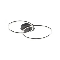LED Deckenleuchte, schwarz, modern, zwei Leuchtringe, dimmbar, schwenkbar