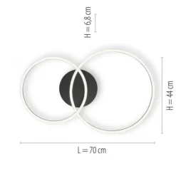 LED Deckenleuchte, schwarz, modern, zwei Leuchtringe, dimmbar, schwenkbar