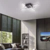 LED-Deckenleuchte, schwarz, quadratisch, 4 Leuchtarme, Wellenform, modern