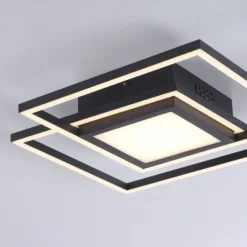 LED Deckenleuchte schwarz quadratisch modern steuerbar Innenlampe