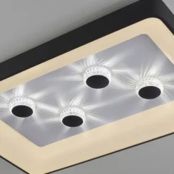 LED Deckenleuchte schwarz rechteckig Kristalleffekte dimmbar steuerbar CCT
