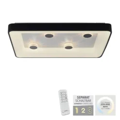 LED Deckenleuchte schwarz rechteckig Kristalleffekte dimmbar steuerbar CCT