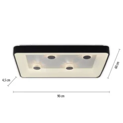 LED Deckenleuchte schwarz rechteckig Kristalleffekte dimmbar steuerbar CCT