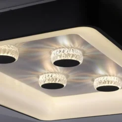 LED Deckenleuchte schwarz rechteckig Kristalleffekte dimmbar steuerbar CCT