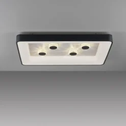 LED Deckenleuchte schwarz rechteckig Kristalleffekte dimmbar steuerbar CCT