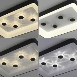 LED Deckenleuchte schwarz rechteckig Kristalleffekte dimmbar steuerbar CCT