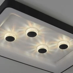 LED Deckenleuchte schwarz rechteckig Kristalleffekte dimmbar steuerbar CCT