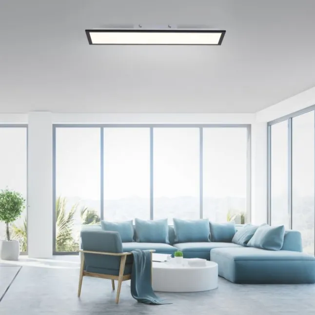 LED Deckenleuchte schwarz rechteckig 80x25cm flach warmweiß energiesparend