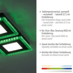 LED Deckenleuchte schwarz RGB Farbmodus CCT dimmbar 4 flammig