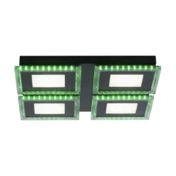 LED Deckenleuchte schwarz RGB Farbmodus CCT dimmbar 4 flammig