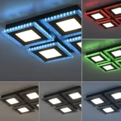 LED Deckenleuchte schwarz RGB Farbmodus CCT dimmbar 4 flammig