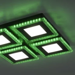 LED Deckenleuchte schwarz RGB Farbmodus CCT dimmbar 4 flammig