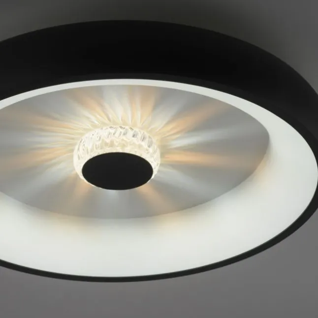 LED Deckenleuchte schwarz rund Kristalleffekte dimmbar CCT