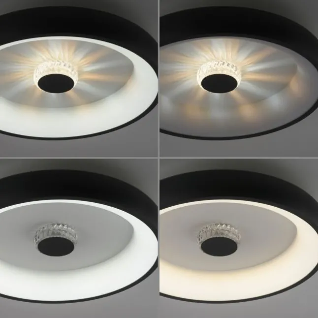 LED Deckenleuchte schwarz rund Kristalleffekte dimmbar CCT