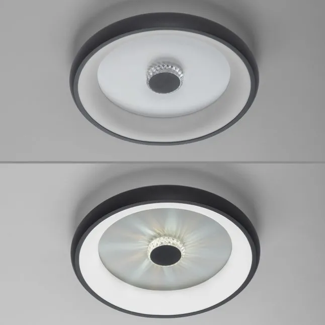 LED Deckenleuchte schwarz rund Kristalleffekte dimmbar CCT