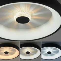 LED Deckenleuchte schwarz rund Kristalleffekte dimmbar CCT