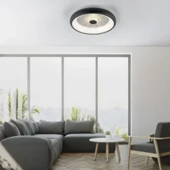 LED Deckenleuchte schwarz rund Kristalleffekte dimmbar CCT