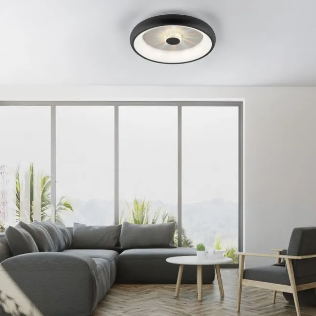 LED Deckenleuchte schwarz rund Kristalleffekte dimmbar CCT