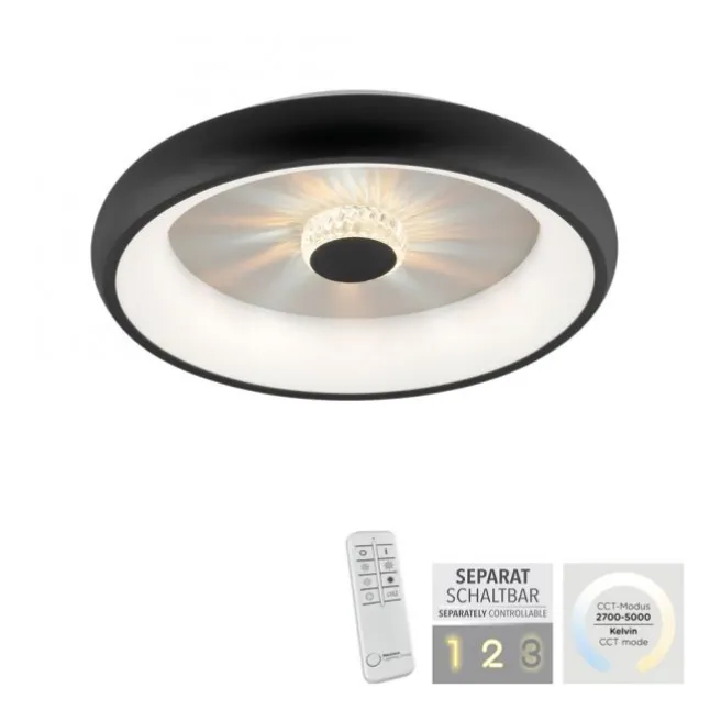 LED Deckenleuchte schwarz rund Kristalleffekte dimmbar CCT