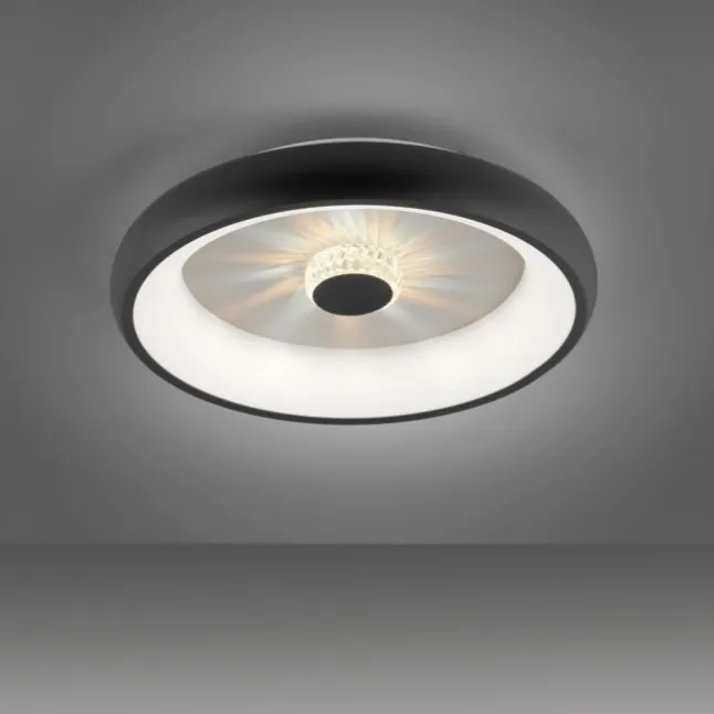 LED Deckenleuchte schwarz rund Kristalleffekte dimmbar CCT