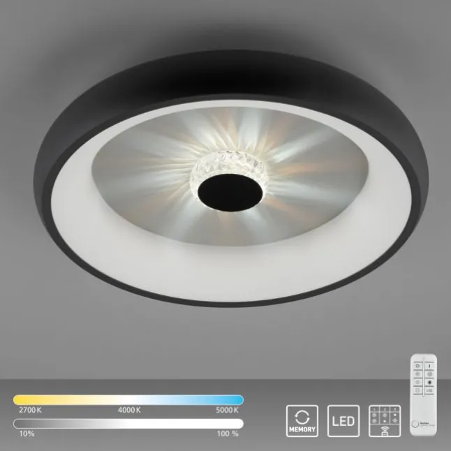 LED Deckenleuchte schwarz rund Kristalleffekte dimmbar CCT