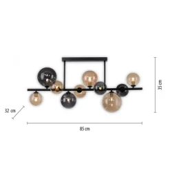 LED Deckenleuchte schwarz rund Rauchglas Amberglas warmweiß