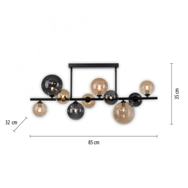 LED Deckenleuchte schwarz rund Rauchglas Amberglas warmweiß
